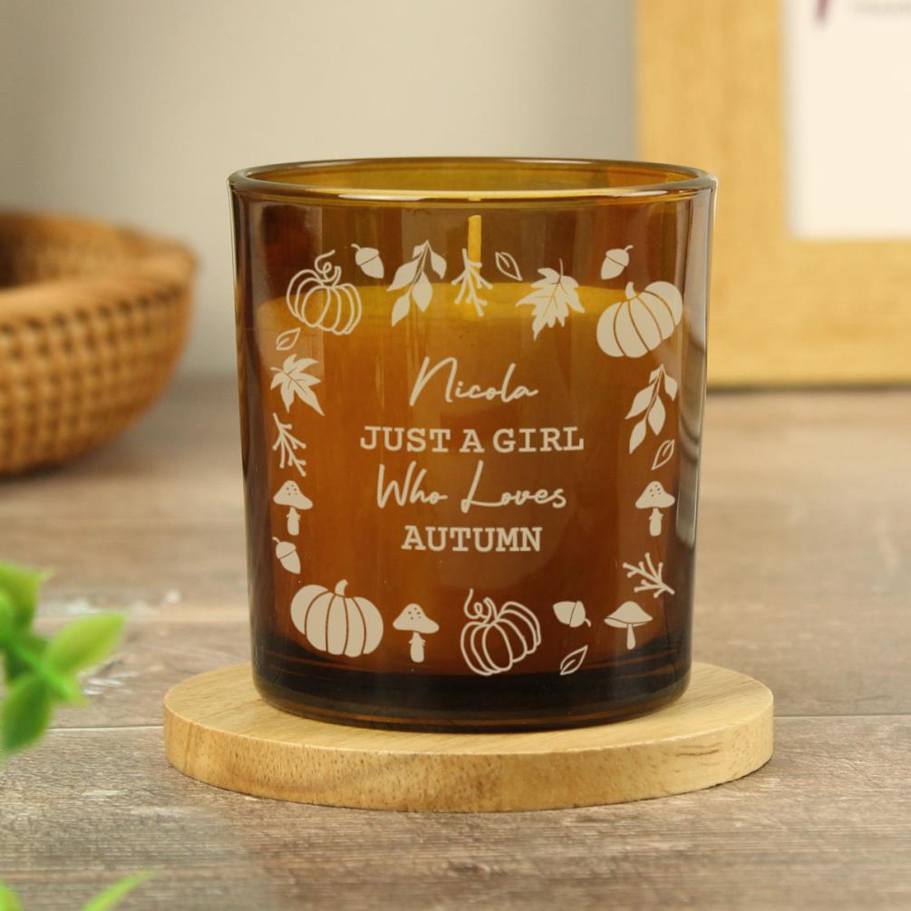Personalised Pumpkins Amber Glass Candle Extra Image 3